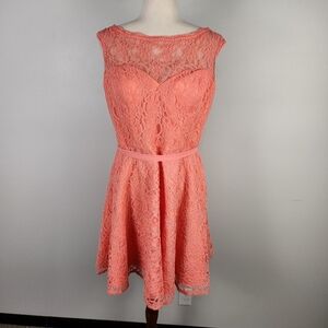 Morilee‎ By Madeline Gardner Coral Lace Fit & Flare Bridesmaid Dress (16) #606